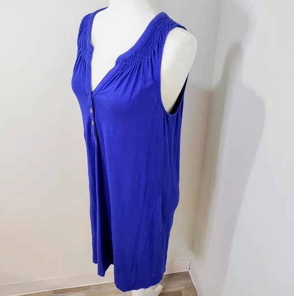 Lilly Pulitzer Esse Royal Blue Sleeveless Midi Shift Dress w/ Button Detail in M - Picture 4 of 10
